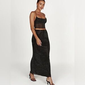 Meshki Diamonte Maxi Skirt Black